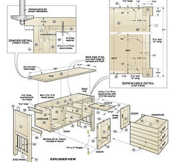 detailed woodworking blueprint
